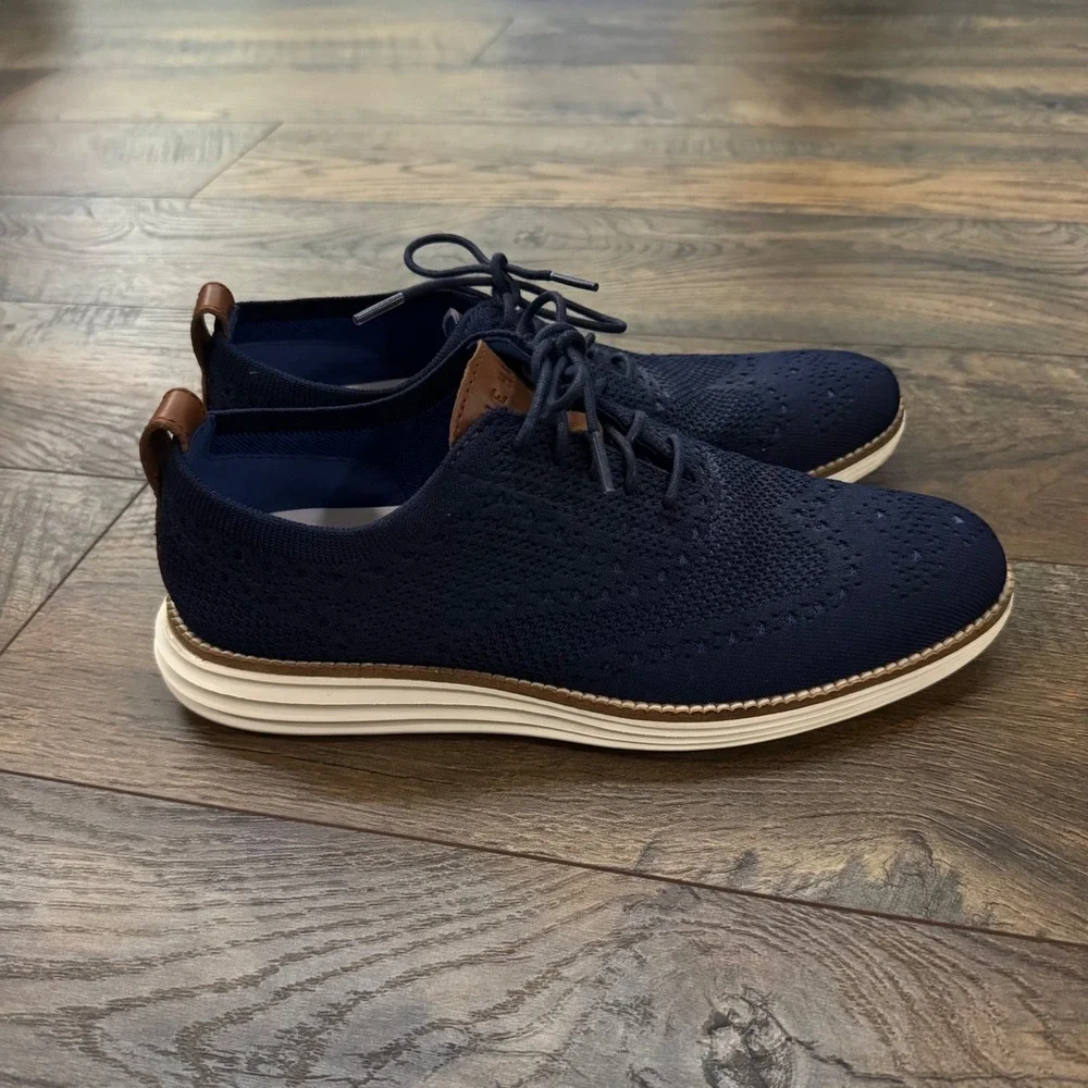 Cole Haan OriginalGrand Stitchlite Wingtip Oxford Shoes Navy Blue C27960 Mens 7M